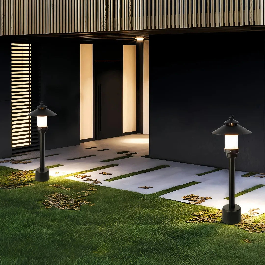 Lampioncino da giardino moderno a lanterna nero in alabastro spagnolo