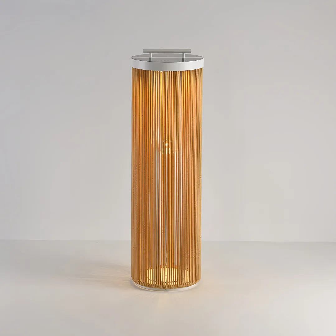 Lanterna da pavimento a LED solare in stile naturale effetto corda per giardino