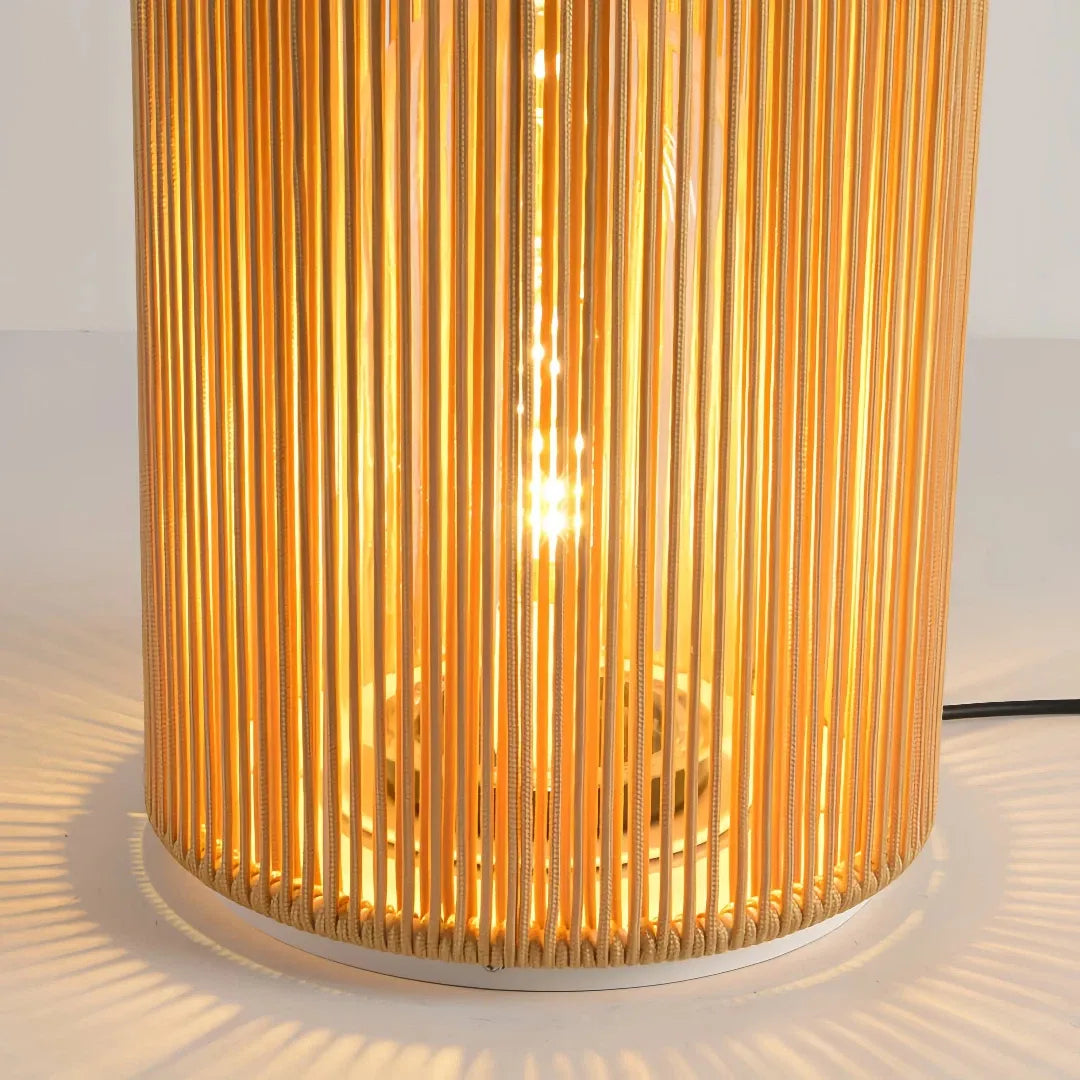 Lanterna da pavimento a LED solare in stile naturale effetto corda per giardino