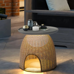 Lanterna da esterno solare a LED in rattan a cupola in stile naturale per terrazzo