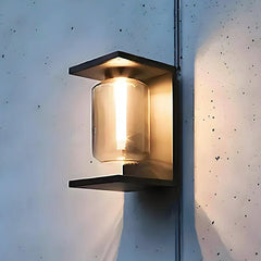 Applique da esterno in vetro con diffusore cilindrico LED dal design moderno