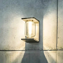 Applique da esterno in vetro con diffusore cilindrico LED dal design moderno
