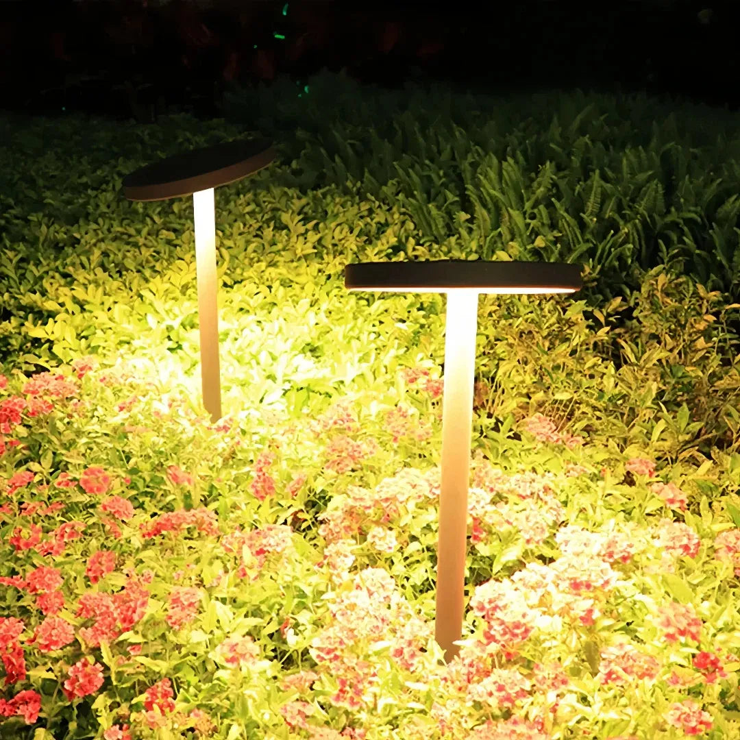 Paletto da giardino solare LED moderno orientabile con diffusore a disco