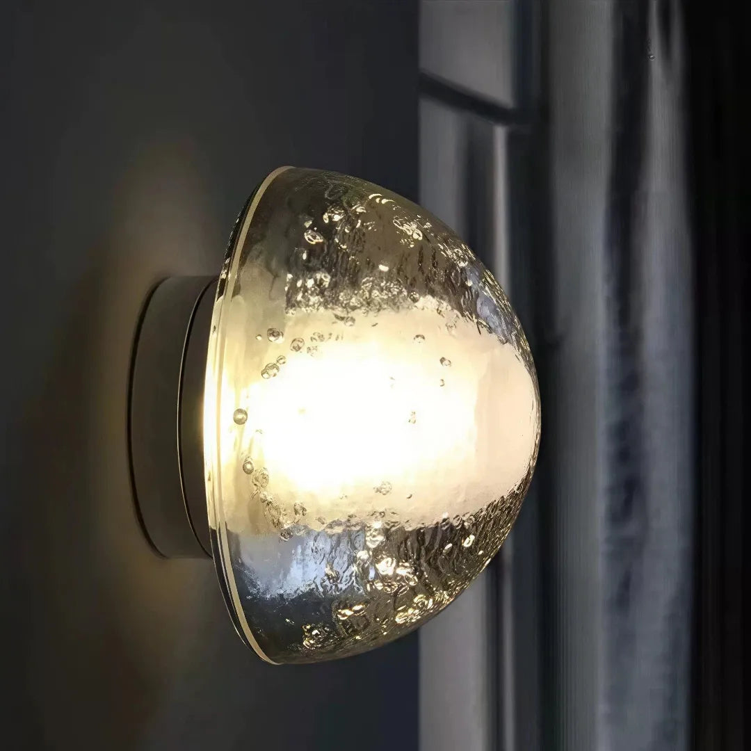 Applique da esterno in vetro trasparente dal design minimal a LED per balcone