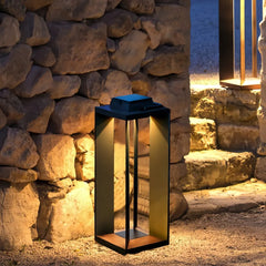 Lanterna da esterno solare LED portatile rettangolare con struttura aperta per terrazzo