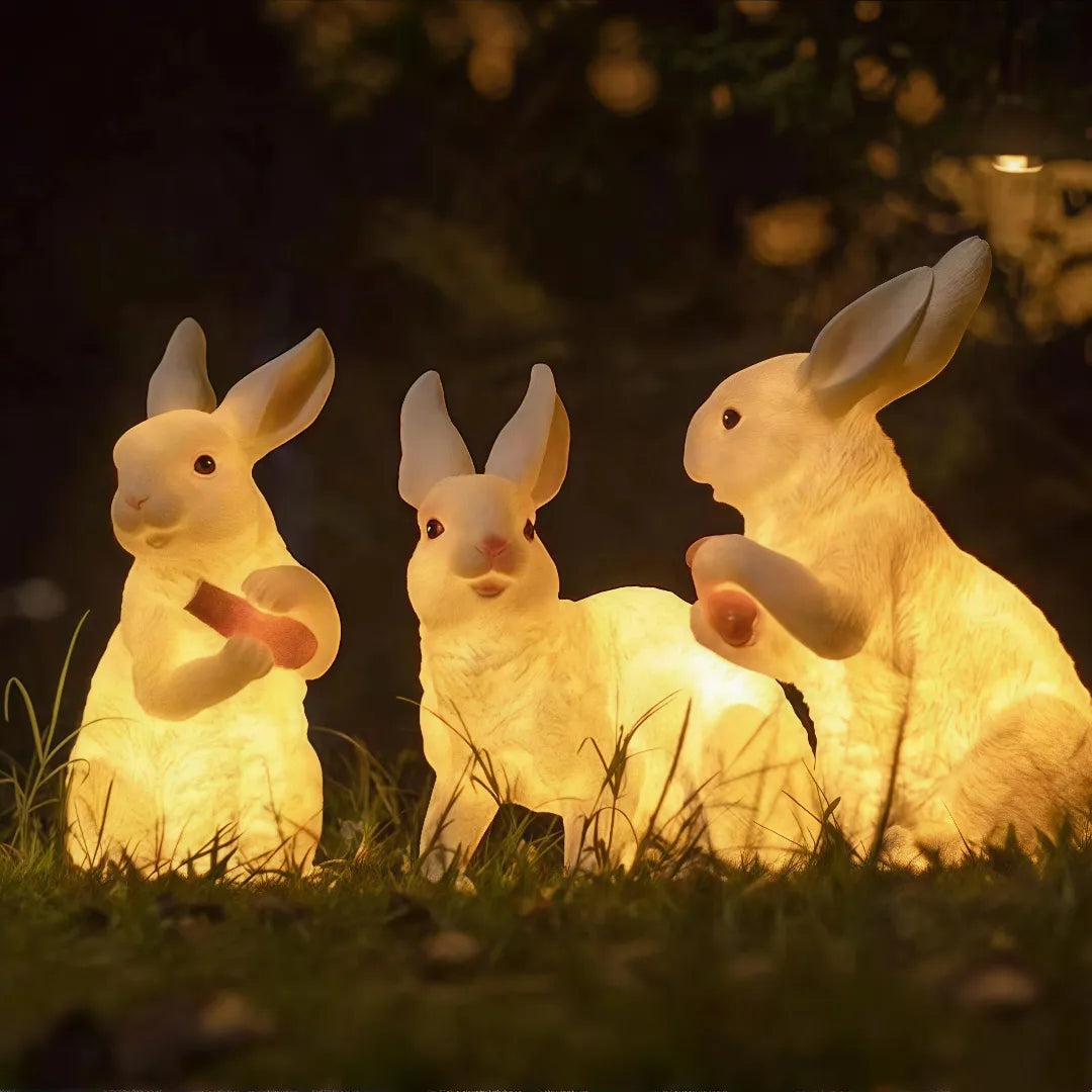 Lampada decorativa da giardino LED dal design moderno a forma di coniglio luminoso