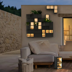 Applique decorativa da giardino moderna dal design a cubi luminosi e fioriera