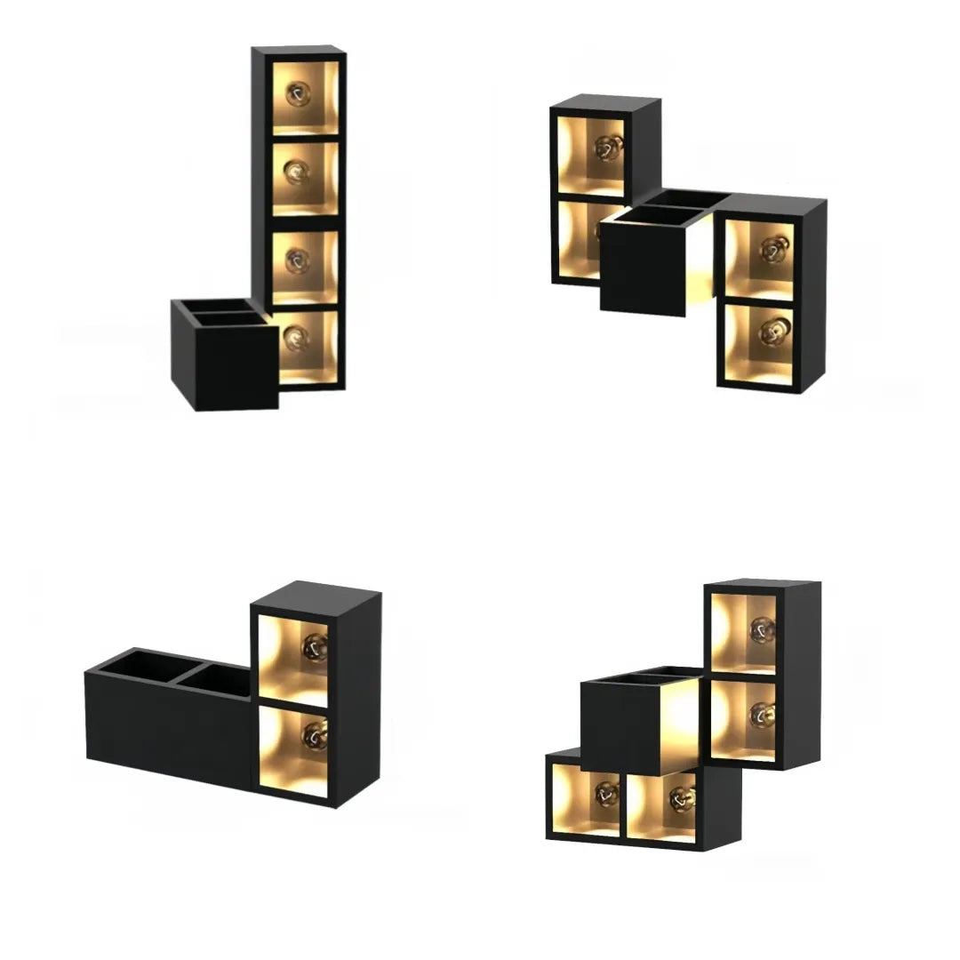 Applique decorativa da giardino moderna dal design a cubi luminosi e fioriera