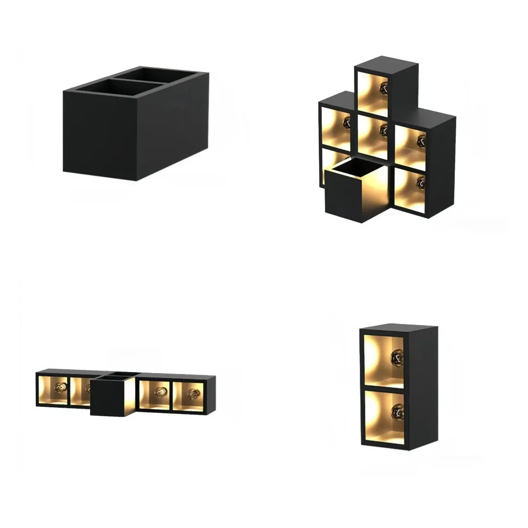 Applique decorativa da giardino moderna dal design a cubi luminosi e fioriera