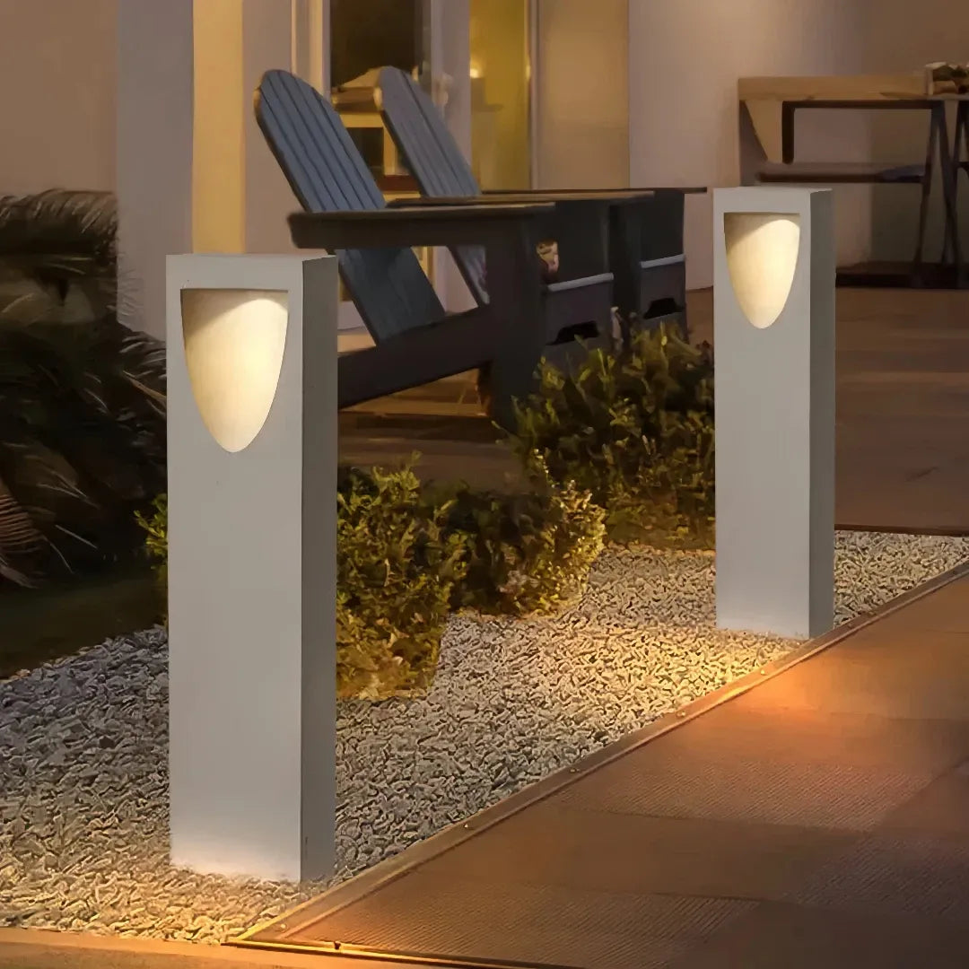 Paletto luminoso LED da giardino in cemento dal design rettangolare minimalista