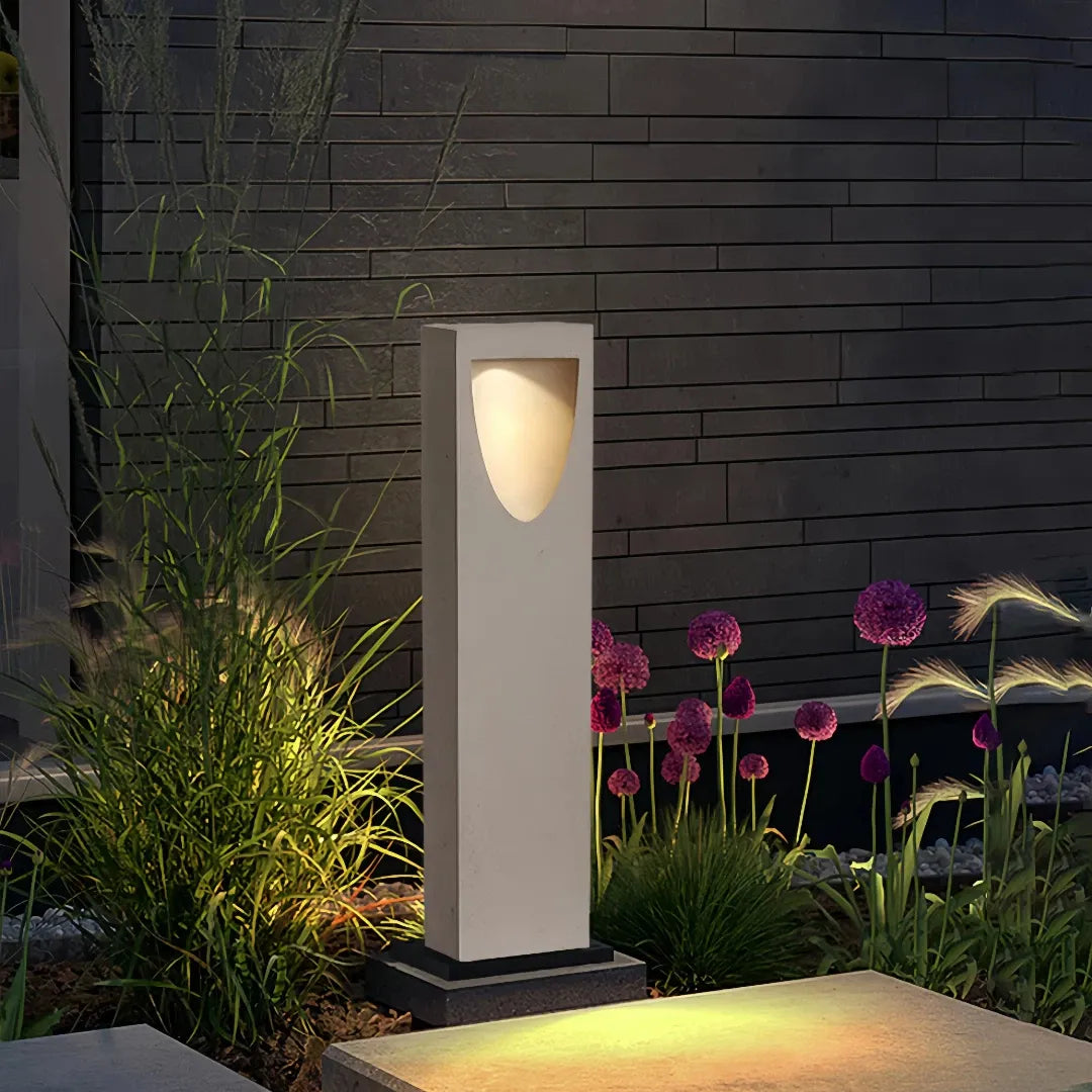 Paletto luminoso LED da giardino in cemento dal design rettangolare minimalista