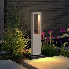 Paletto luminoso da giardino in cemento LED rettangolare a telaio aperto design moderno