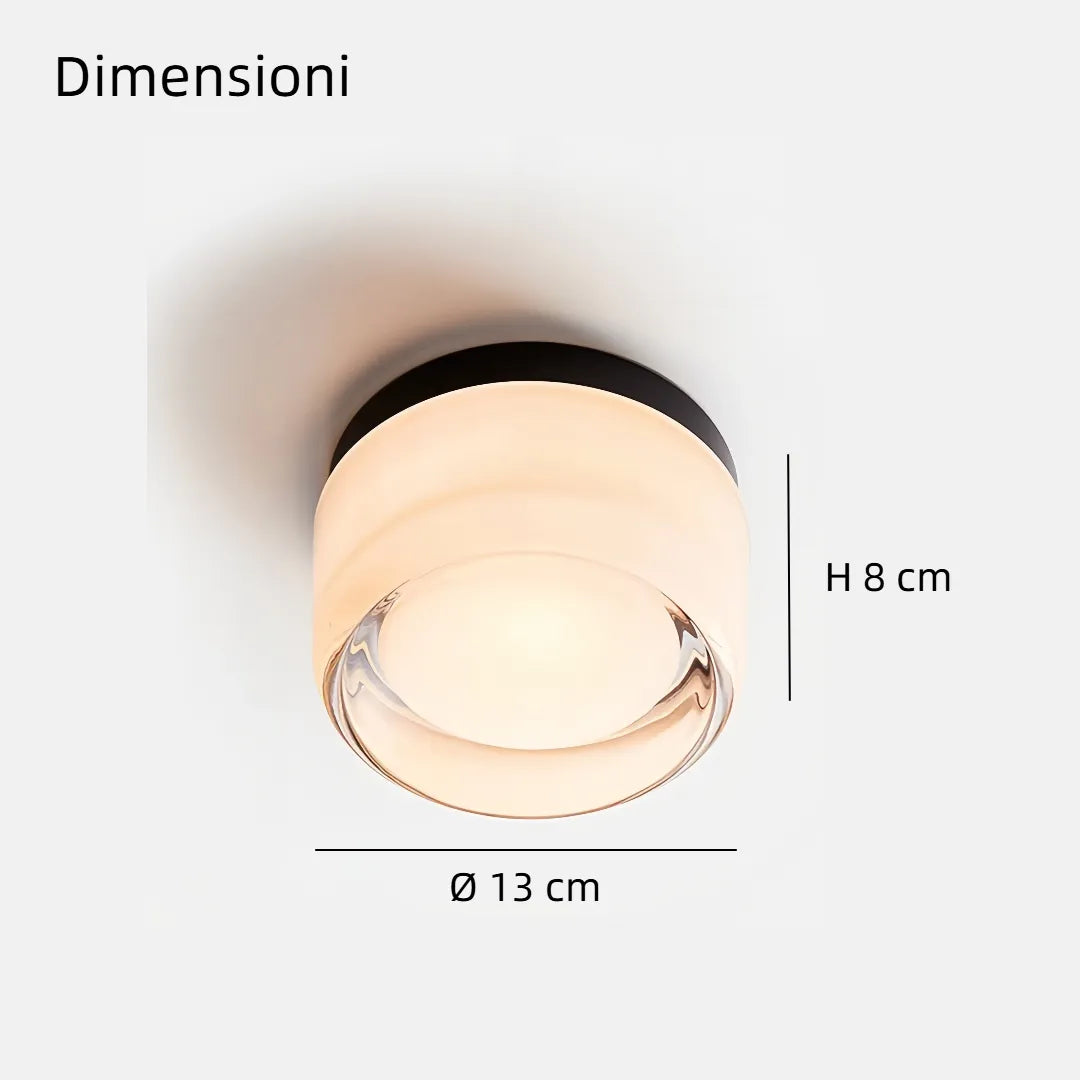 Plafoniera da esterno in vetro rotonda per veranda dal design moderno