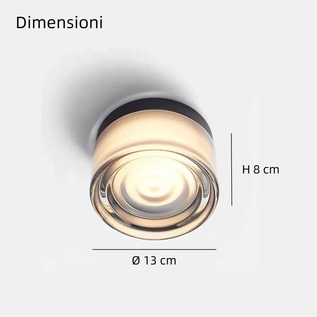 Plafoniera da esterno rotonda in vetro ondulato per portico dal design moderno
