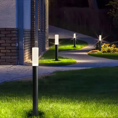 Paletto LED da giardino cilindrico nero con illuminazione diffusa a 360°