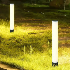 Paletto luminoso cilindrico da esterni nero a LED con design minimalista per giardino