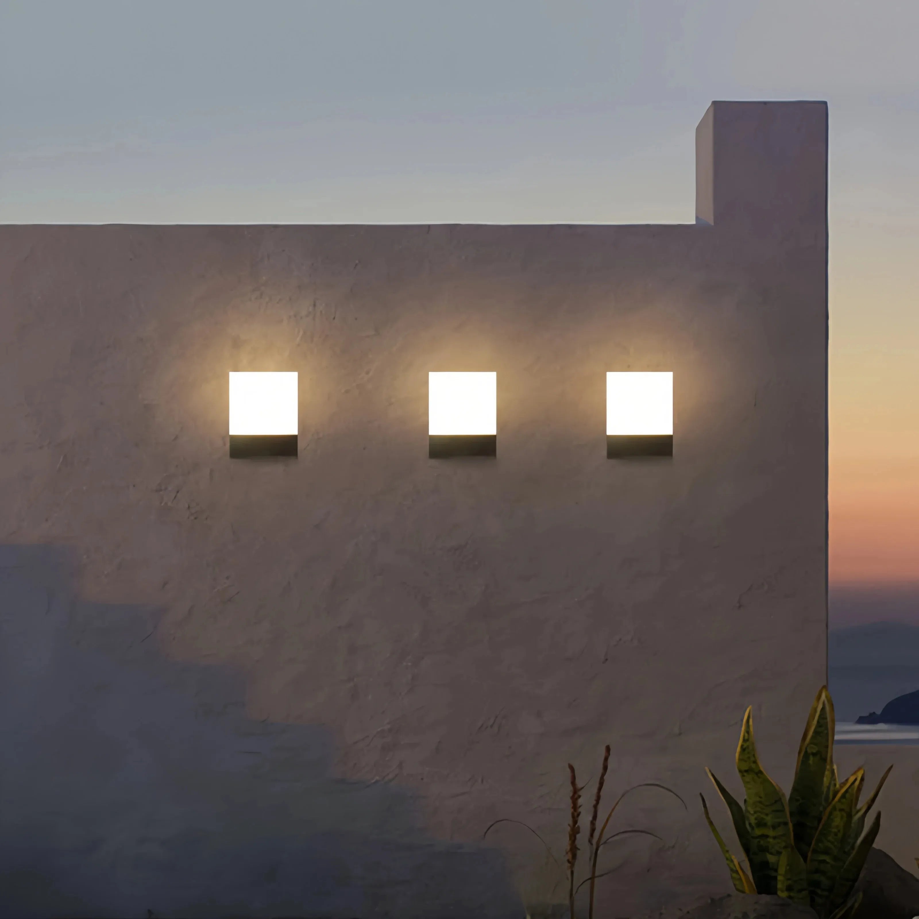 Applique da esterno con sensore di movimento LED in stile minimalista rettangolare per portico