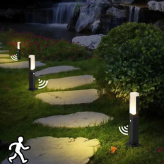 Paletto da giardino LED con sensore di movimento nero minimalista a colonna