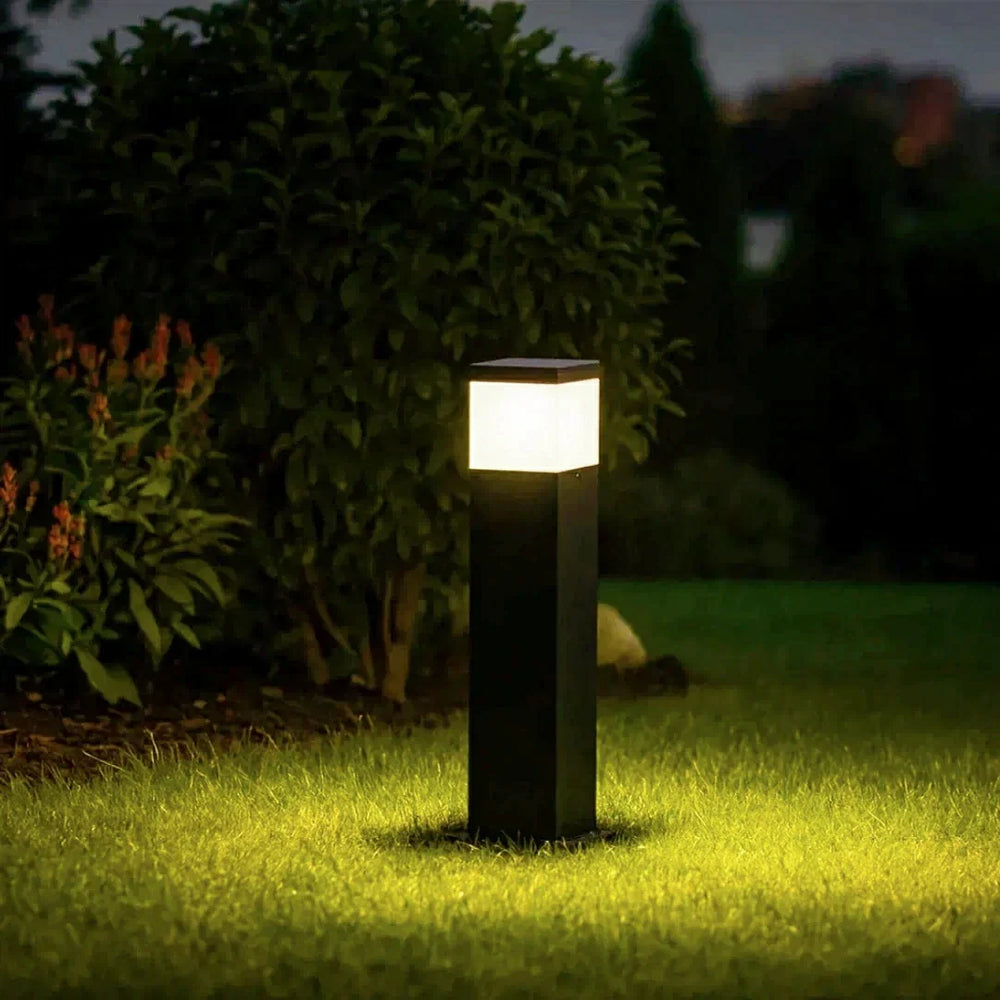 Paletto luminoso da giardino a colonna quadrata minimalista nero a LED altezza 60 cm