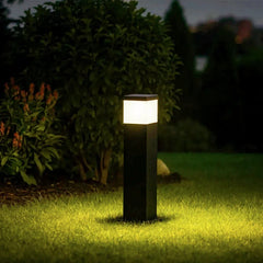 Paletto luminoso da giardino a colonna quadrata minimalista nero a LED altezza 60 cm