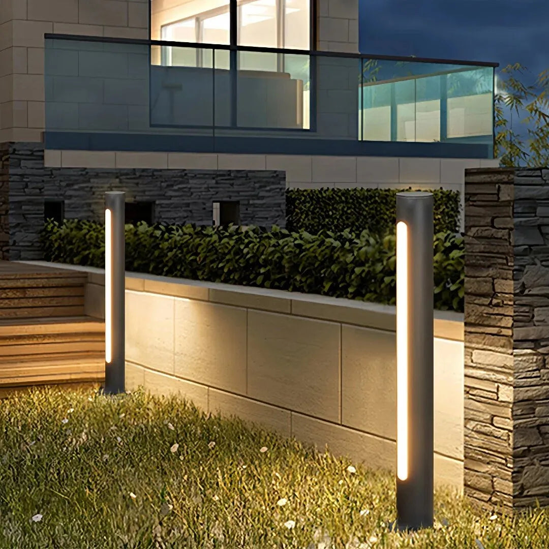 Paletto LED da giardino cilindrico minimal a emissione monolaterale verticale