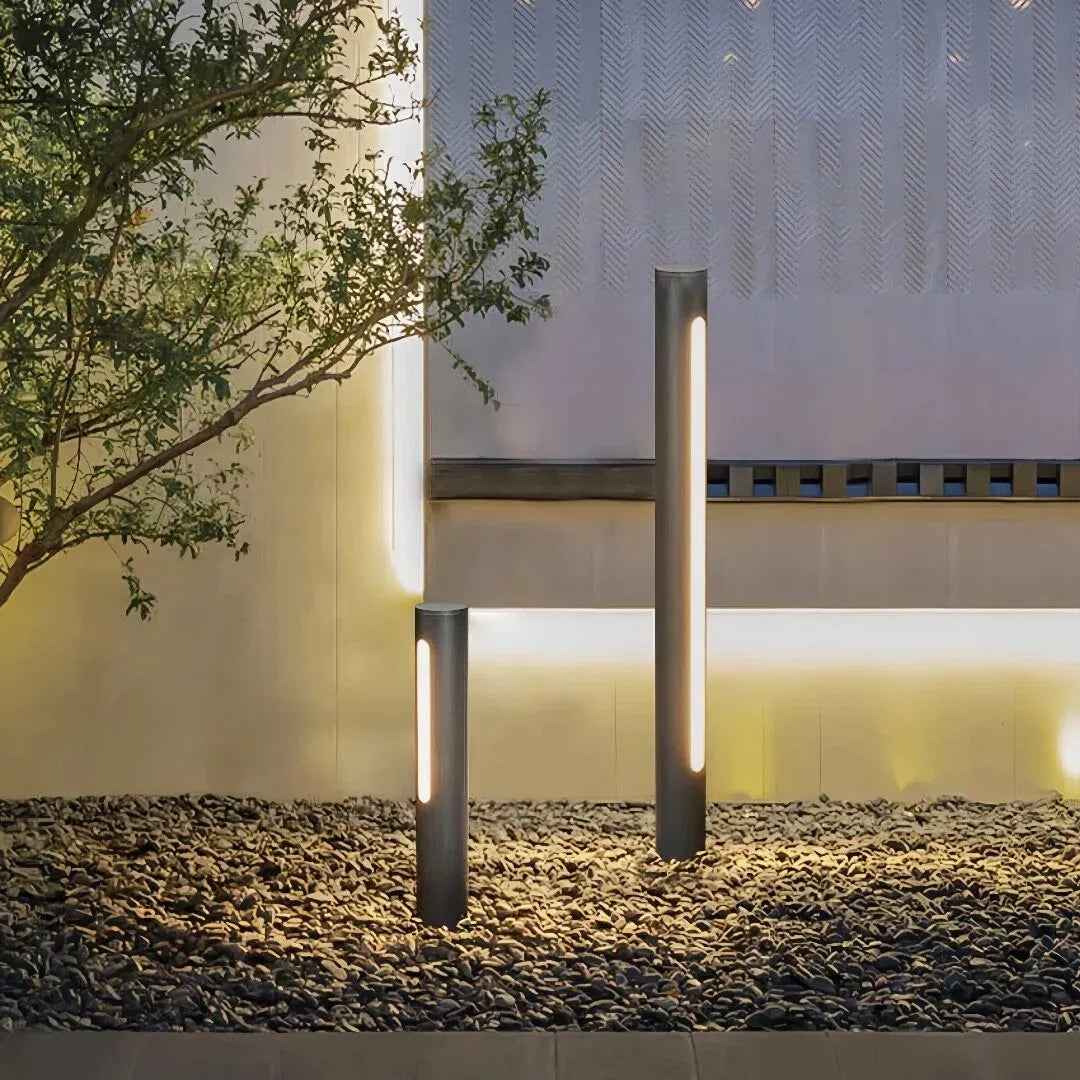 Paletto LED da giardino cilindrico minimal a emissione monolaterale verticale