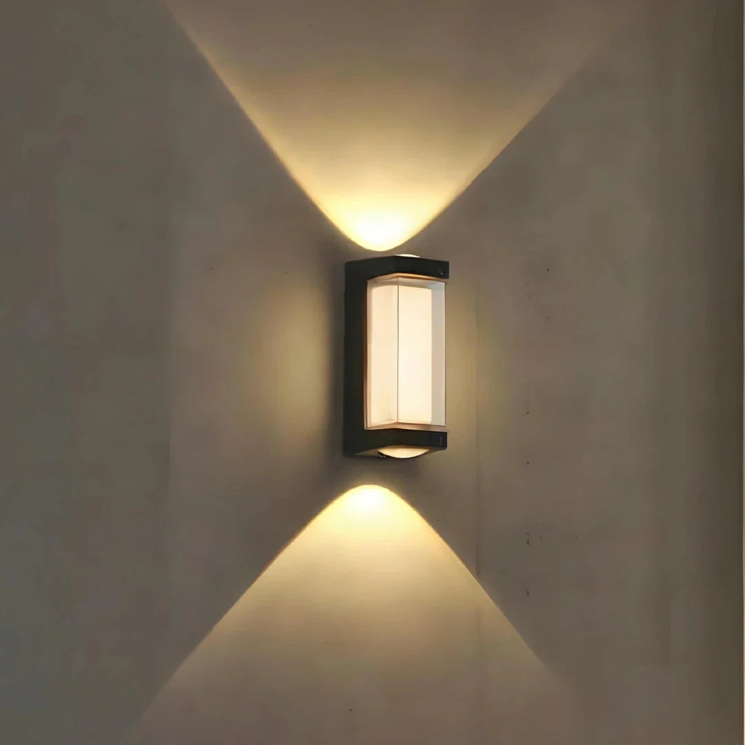 Applique da esterno a doppia emissione LED rettangolare stile moderno