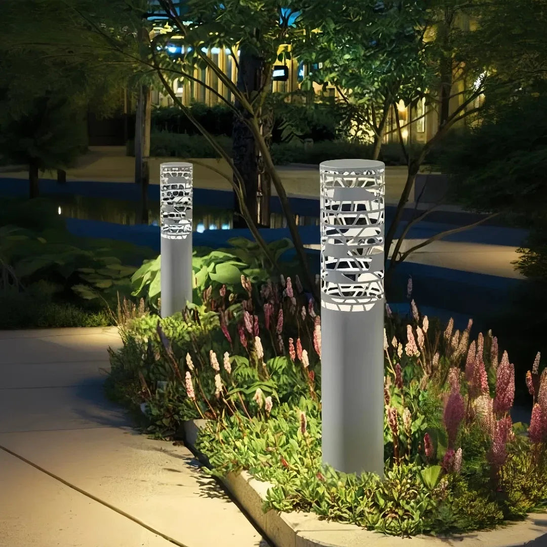 Lampada da pavimento per esterno cilindrica a LED dal design moderno