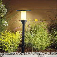 Paletto da giardino solare LED nero moderno con cappello circolare