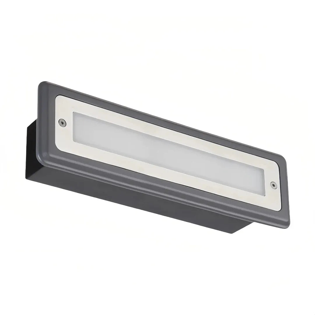 Segnapasso da incasso minimal LED rettangolare finitura grigio opaco