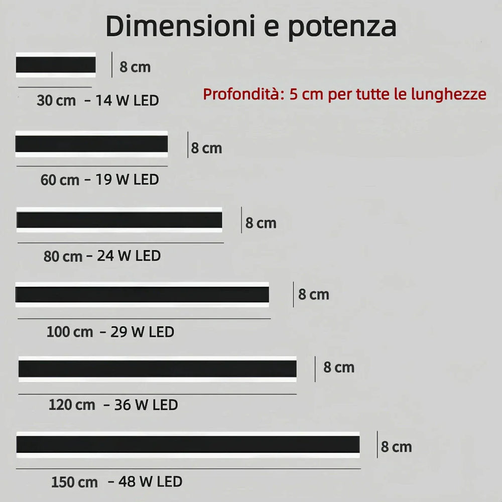 Applique barra da esterno LED con sensore di movimento minimal in metallo nero