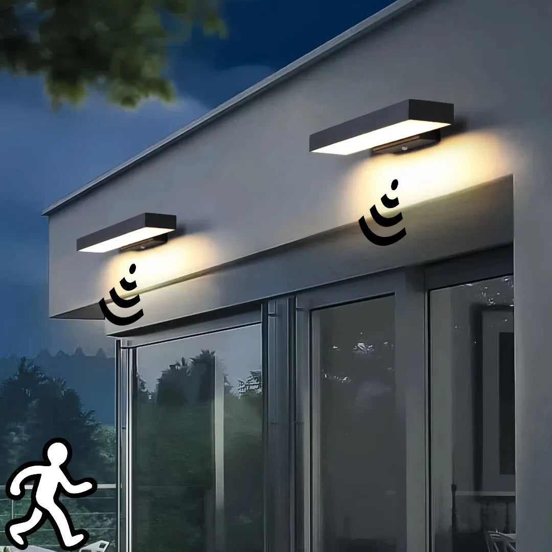 Applique da esterno con sensore di movimento LED rettangolare minimal per ingresso