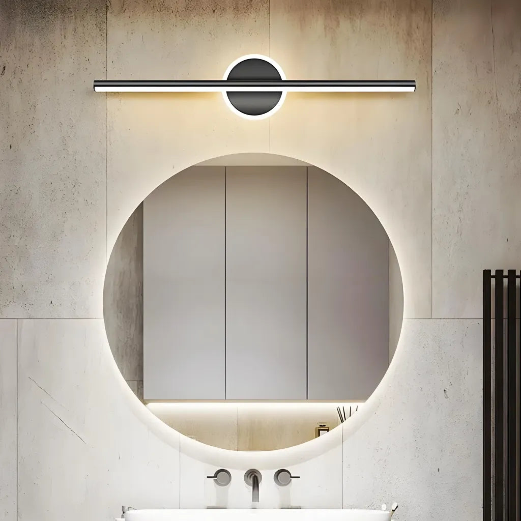 Applique specchio da bagno nero lineare LED dimmerabile IP44 minimalista