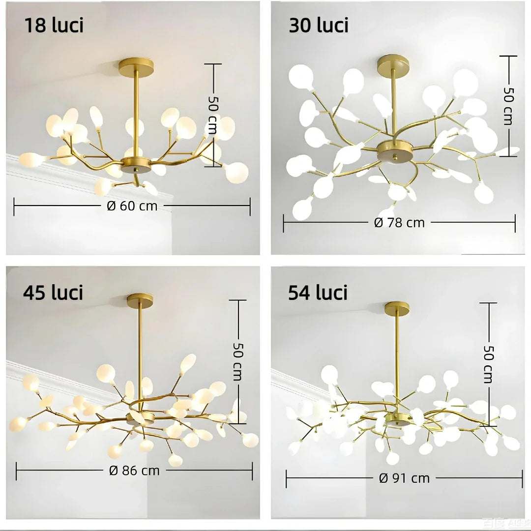 Lampadario stile Sputnik moderno LED con bracci per soggiorno