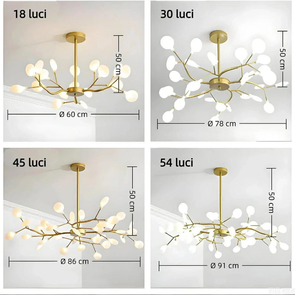 Lampadario stile Sputnik moderno LED con bracci per soggiorno