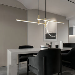 Lampada lineare a sospensione minimal per isola cucina con LED dimmerabile e doppia luce spot