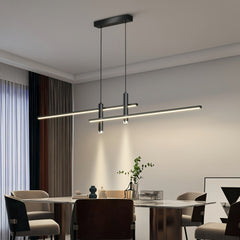 Lampada lineare a sospensione minimal per isola cucina con LED dimmerabile e doppia luce spot
