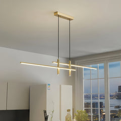 Lampada lineare a sospensione minimal per isola cucina con LED dimmerabile e doppia luce spot