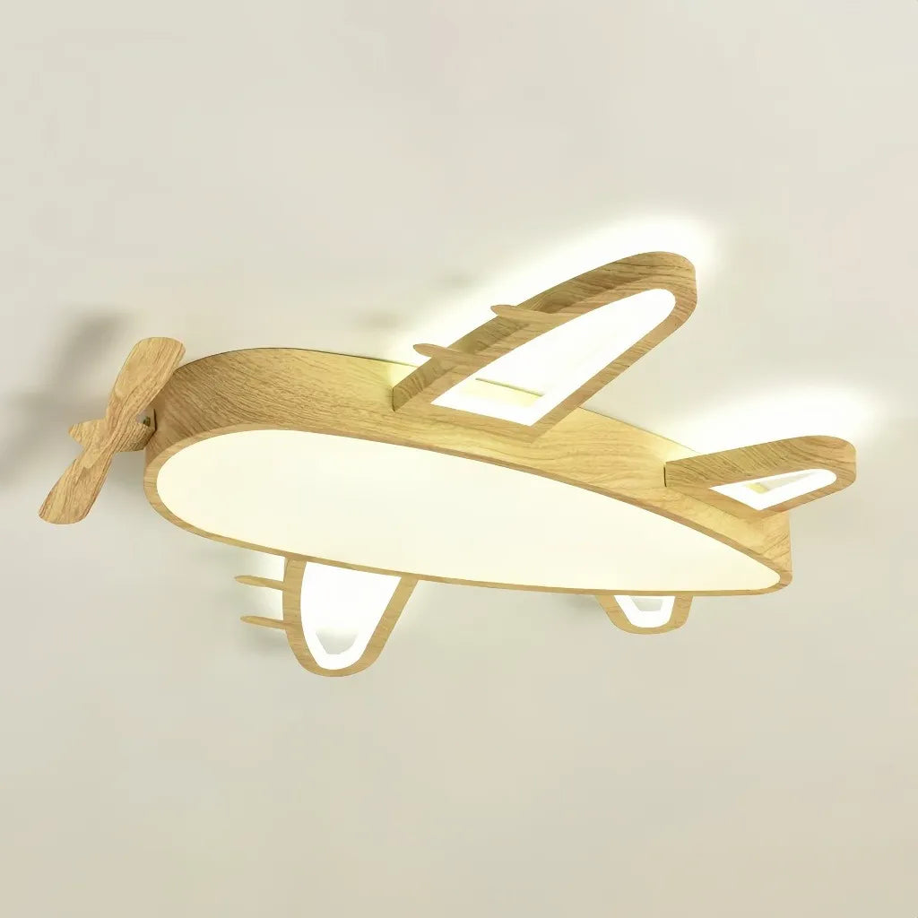 Plafoniera LED per cameretta dimmerabile effetto legno aereo