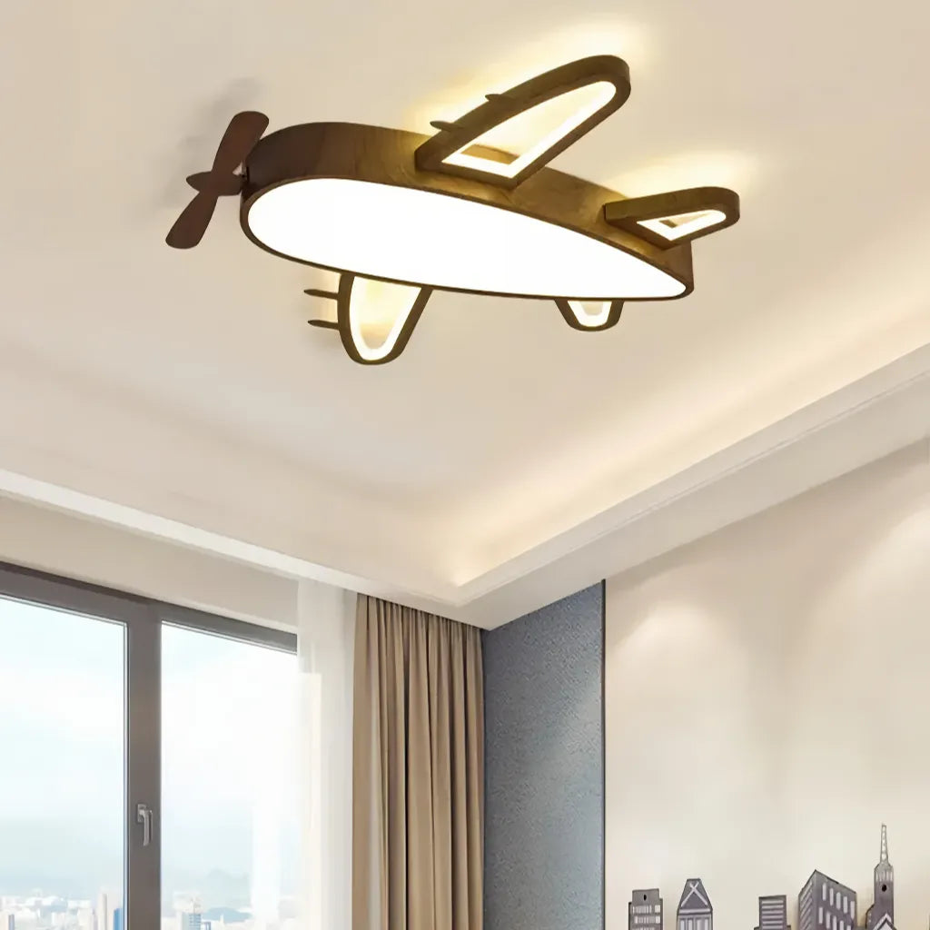 Plafoniera LED per cameretta dimmerabile effetto legno aereo