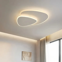 Plafoniera moderna a soffitto LED dimmerabile bianca a due triangoli per camera da letto