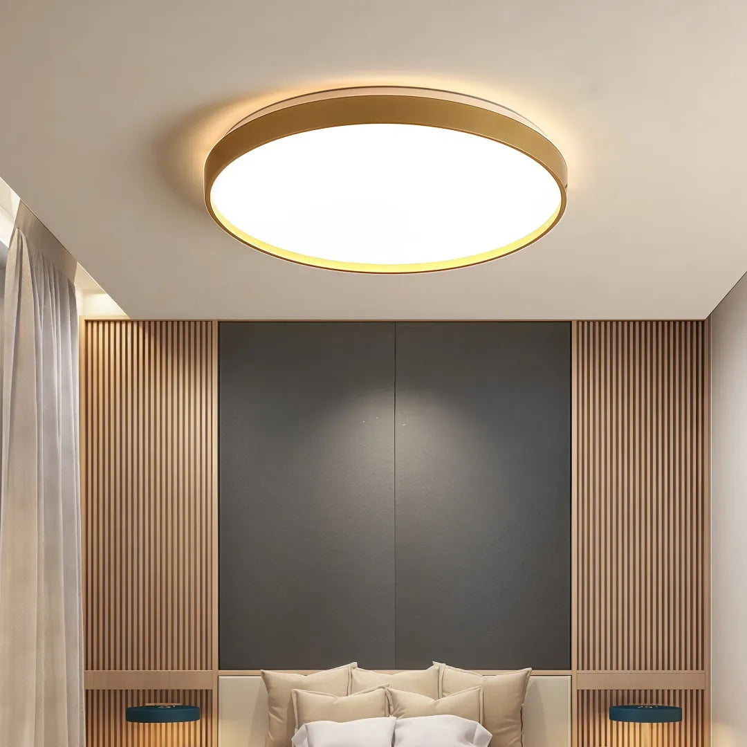 Plafoniera LED circolare dimmerabile dal design minimal per camera da letto