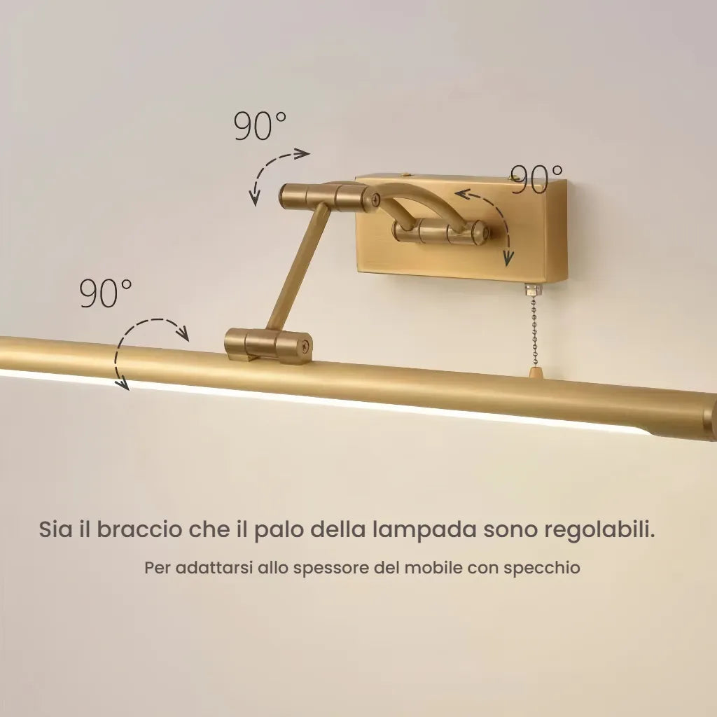 Applique LED lineare per specchio bagno orientabile dimmerabile con tirante
