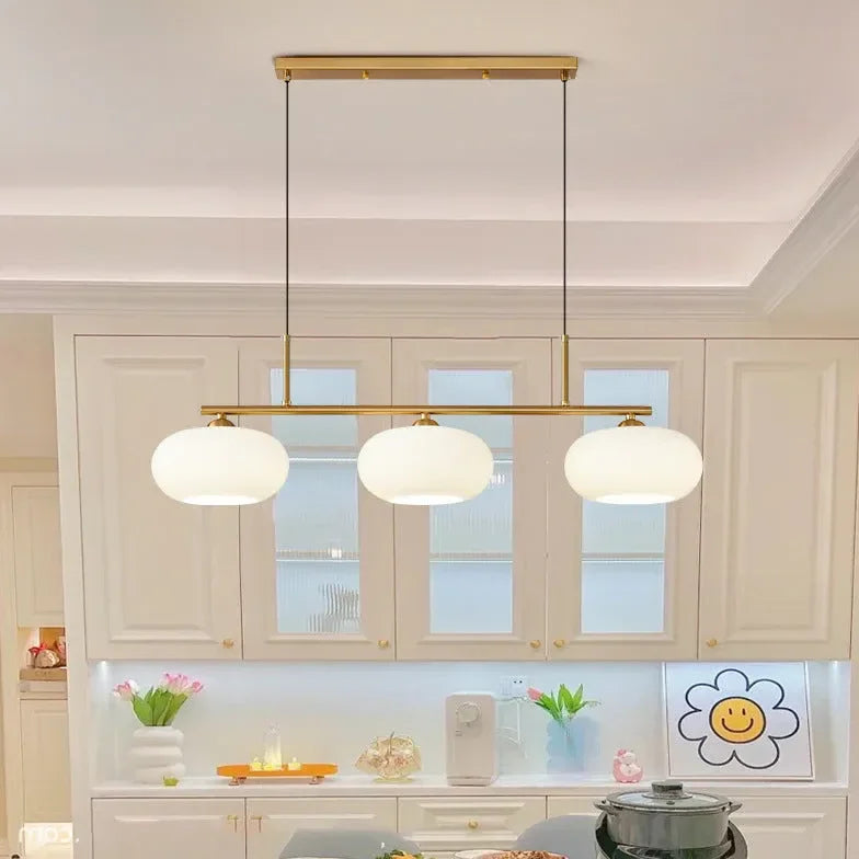 Lampadario moderno dimmerabile a 3 luci in vetro sferico per sala da pranzo