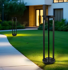 Lampioncino solare LED da giardino design minimal con struttura cilindrica nero opaco