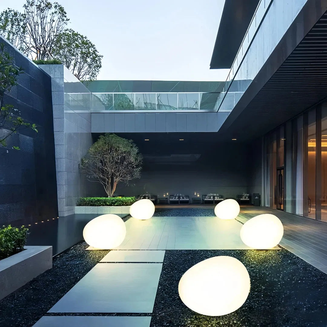 Lampada sasso bianca da giardino LED dimmerabile con pannello solare esterno