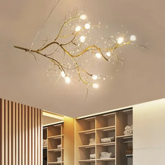 Lampadario a sospensione design moderno ramificato in cristallo per soggiorno