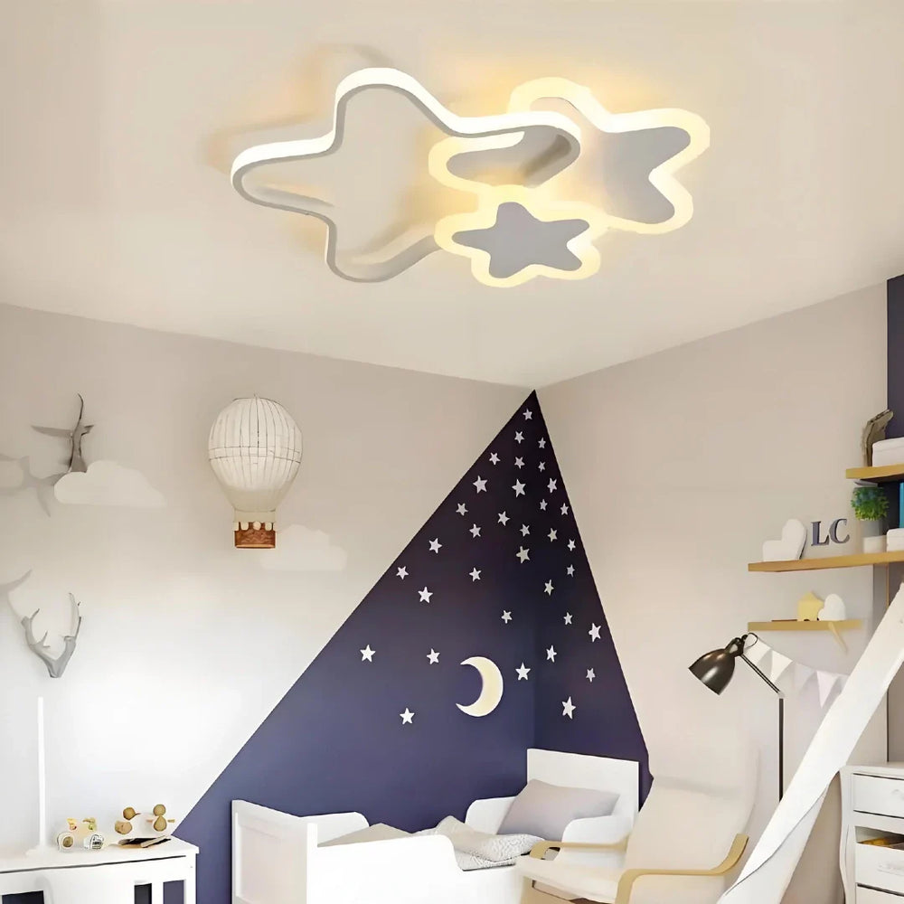 Plafoniera LED a soffitto per cameretta a forma di stella dimmerabile moderna dimensione 52 cm
