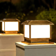 Lampada da pilastro solare a lanterna con LED dimmerabile per giardino