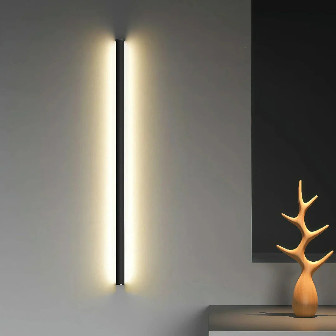 Applique da parete lineare LED dimmerabile nera stile minimale per soggiorno